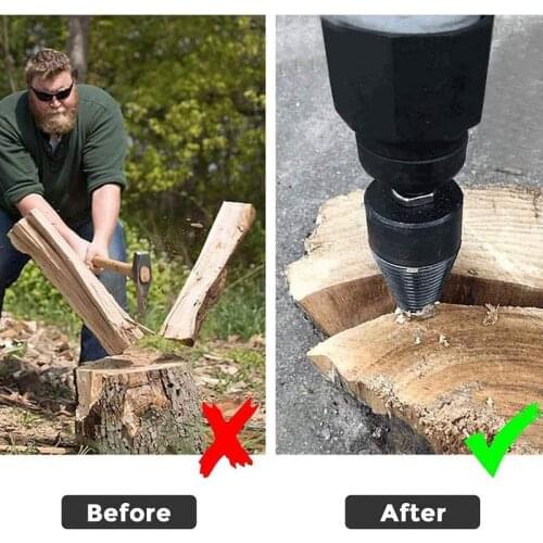 Hex Shank Split Wood Cone-drilling Tool Firewood Machine Drill Wood Cone Reamer Punch Driver Drill Bit Split Drilling Tools