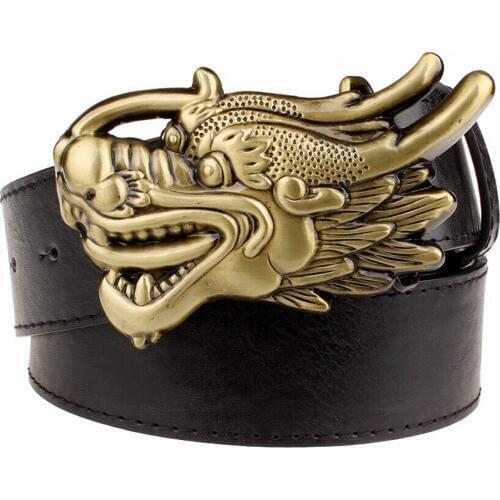 Fashion Mens belt Punk belt Metal buckle retro metal solid Dragon head shape belts Vintage hip hop Decorative belt fancy