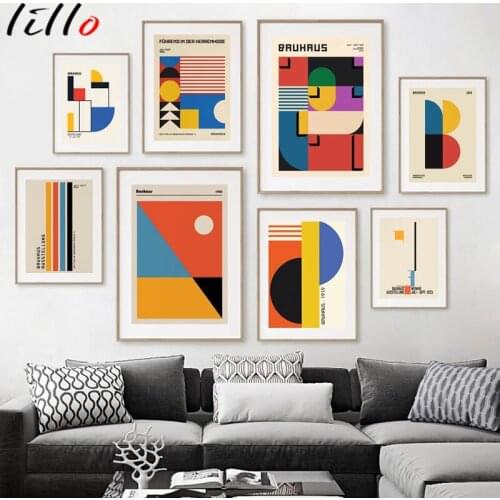 Geometric pattern retro nordic poster, Wall frames for decoration, abstract line, canvas painting, wall art photos, living room