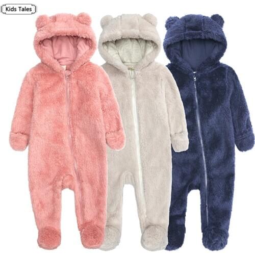 Autumn Winter Baby Clothes Romper Boys Girls Pajamas For Children Cute Cotton Hooded Overalls Infant Jumpsuit Newborn Clothes