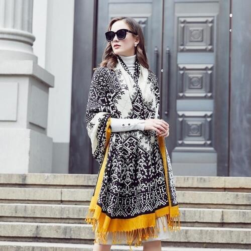 Wool Women Scarves Stoles Elegant Carf Warm Shawl Bandana Scarf Luxury Brand Muslim Hijab Beach Blanket Face Shield Foulard