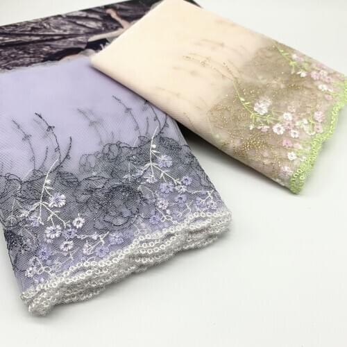 Width 22cm Antique Floral Embroidery Lace Trim Lilac DIY Craft Sewing Supply Skirt Hem Decoration Accessories Dolls bjd material