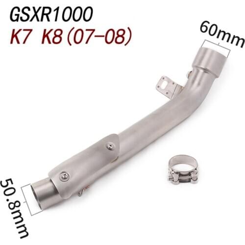 Motorcycle exhaust pipe slip stainless steel connector middle pipe link for suzuki gsxr1000 2007-2008