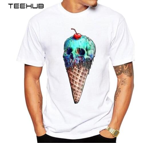 TEEHUB Mens New Fashion Ice Cream Skull Design Short Sleeve T-Shirt Cool Tops Hipster Tee Shirts