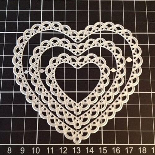 Three-Layer Hollow Lace Heart Shape Carbon Steel Cutting Dies DIY Scrapbooking