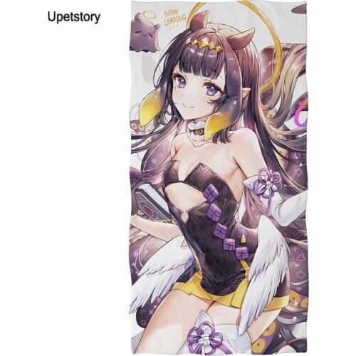 Upetstory Anime Hololive EN Gawr Gura Ninomae Inanis Bath Towel 3D Cartoon Microfibre Beach Shower Towel for Kids Adults