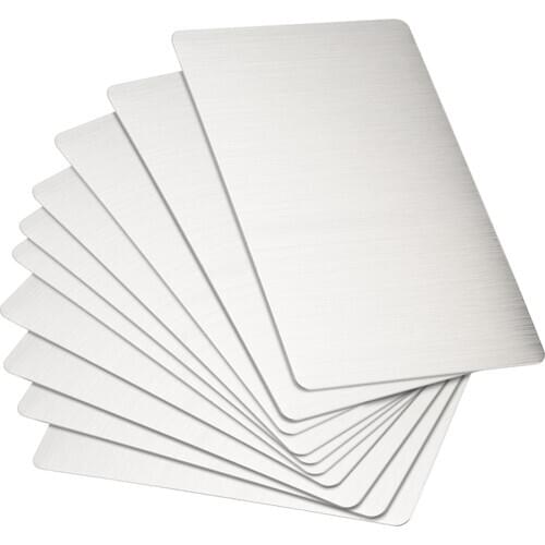 Uxcell 15 Pcs Blank Metal Business Card 0.4mm Thickness Brushed 201 Stainless Steel Plate for DIY Laser Printing Engraving