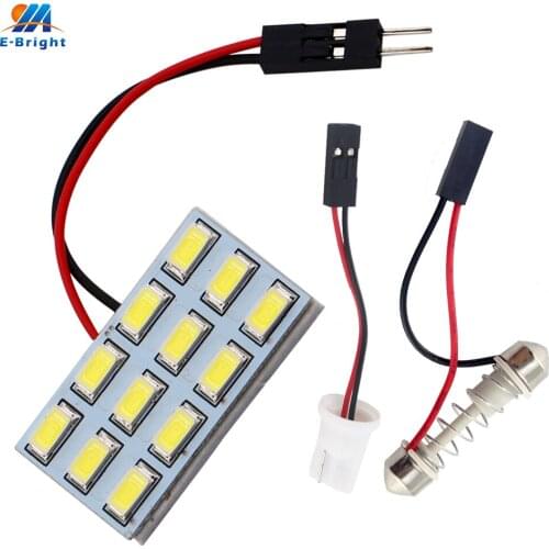 YM E-Bright 50PCS Panel Light 5730 12 SMD 12 LEDs 12V DC With T10 Festoon Adapters Reading Light Panel Lights Super White Color