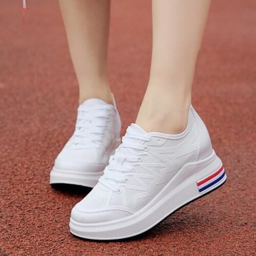 Hot mesh breathable shoes woman platform heels casual shoes women wedges platform shoes for women chaussures femme 2021