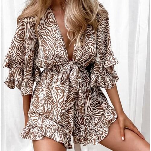 Printed V Neck Sexy Spring Summer WomanS Playsuit Clothing Overalls Jumpsuit Bodysuit Club One Piece Outfits For Women 2021