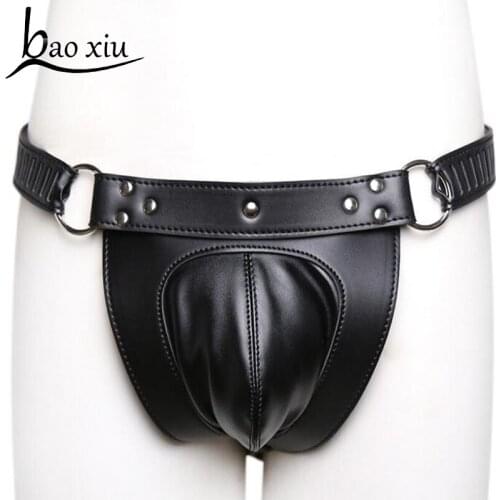 Type A Women Sexy Lingerie Crotchless Open Butt Leather G-string Underwear Underpants Sexy Panties Female Faux Leather straps