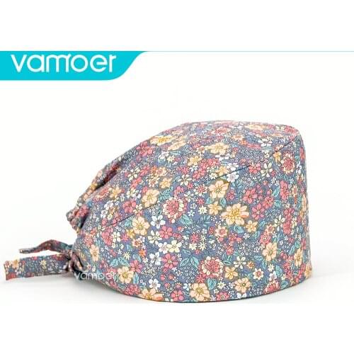 Dental cap Unisex cotton Cartoon animal print scrub hats adjustable Scrubs caps beauty salon frosted cap lab pet shop Scrub Cap