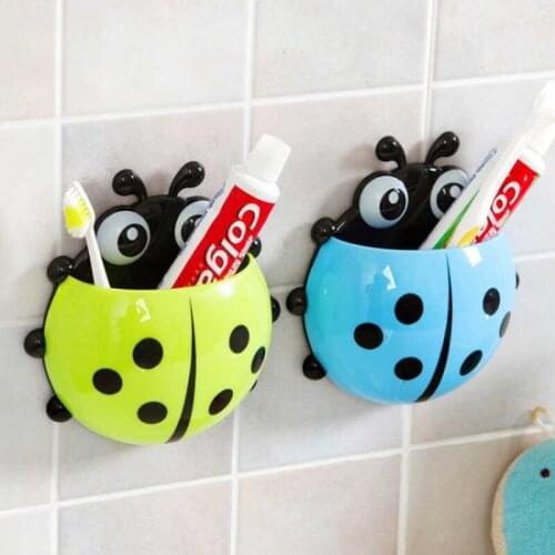 1Pcs Cute Ladybird Beetle Toothbrush Toothpaste Shelves Pencil/Pen Storage Holders & Racks Children Brush Teeth Bathroom Supply