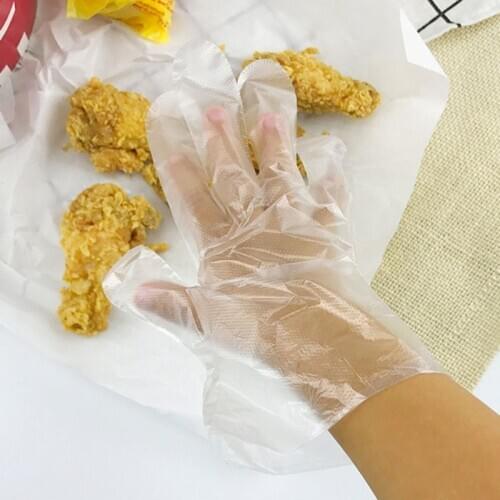 100pcs Transparent Disposable Gloves Dishwashing Kitchen Garden Children Kids X7JB