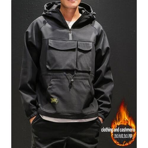 2019 Workwear Jacket Mens Pilot Hooded Jacket Winter Plus Velvet Large Size Baseball Uniform Tide Card Loose Jackets Men