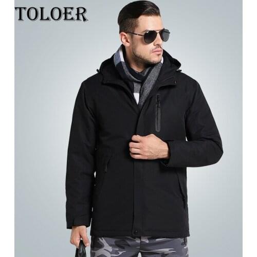 2021 Casual Mens Windproof Jacket Solid Color Hooded Removable Coat Waterproof Durable Zipper Jackets Male Winter Heated Parkas