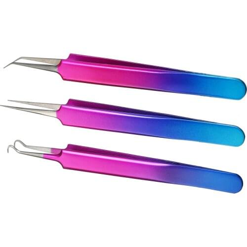 3Pcs Stainless Steel Blackhead Acne Needles Extractor Remover Professional Curved Straight Tweezers Face Care Clip Tweezer