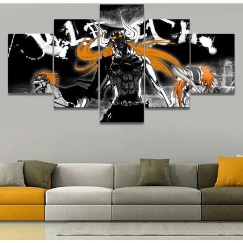 5 Piece Wall Art Canvas Grim Reaper Posters Modern Anime Figure Modular Pictures Home Decor Prints Bedroom Decoration Paintings