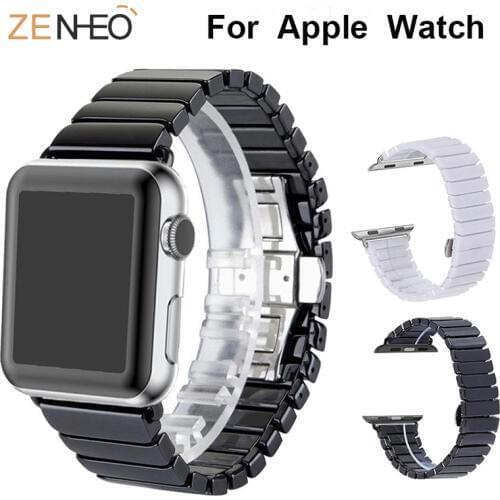 Fashion Metal Bracelet ceramics Strap For Apple Watch Band Series 4 3 2 1 44mm 40mm 38mm 42mm Replacement Wrist Band Bracelet