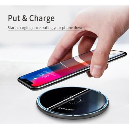 Mobile Phone Fast Wireless Charger Foreign Object Detection 5W/7.5W/10W Phone Wireless Charing Pad, Black