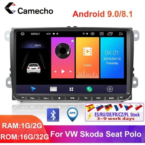 Camecho Android 9.0 Car Radio Multimedia Player 9'' HD GPS Navigation For VW Passat Golf MK5 MK6 Jetta T5 EOS POLO Touran Sharan