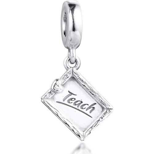 CKK Chalkboard Charms 925 Original Fit Pandora Bracelets Sterling Silver Charm Beads for Women Jewelry Making DIY