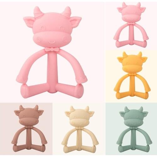 Toddlers Infants Baby Teething Toys Soft Silicone Fruit Teether Holder Cartoon Kids Teether Baby Shower Birthday Gift#48