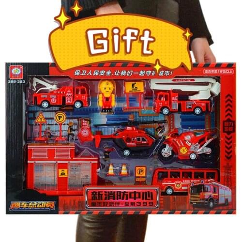 Childrens Pull Back Car Toy Boy Birthday Gift Fire Engineering Truck Excavator Aircraft Police Car Crane Set Model