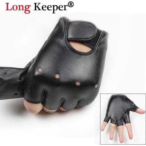 Long Keeper Cool Gloves Kids Fingerless Leather Gloves Younger Boy Girl Black Half Finger Children mittens For 5-13 Years G078