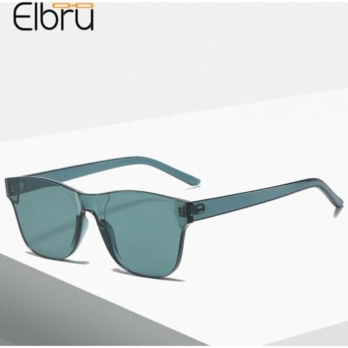 Elbru 2021 Retro Fashion Candy Color Sunglasses Men Women Colorful Eyewear Transparent Frame Sun Glasses Outdoor UV400 Sunshades