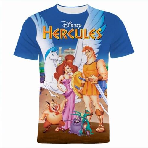 Disney Cartoon Anime Hercules Boy Girl Kids Tee Shirt Fashion Summer 3D Print Mens T-shirts Short Sleeve Women Tops