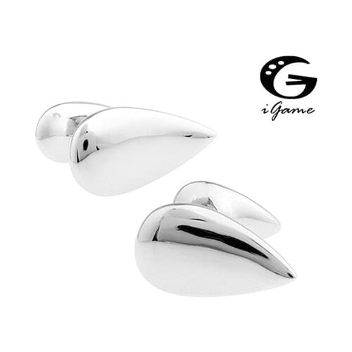 IGame Designer Cuff Links Silver Color Quality Brass Material Double Side Water Drop Design Free Shipping