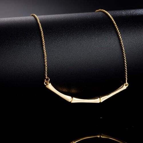 Jaeeyin 2021 Trendy Pendant Bamboo Simplicity Clavicle Thin Chain Summer Necklace Decorate Elegant Gift Women Friends 3 Colors