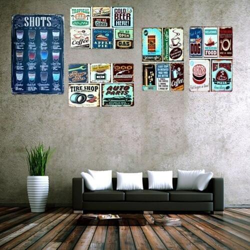 Shots Metal Painting Retro Tin Signs Wall Picture for Kitchen Home Cafe Art Shop Decor Cuadros Wall sticker 30X20CM A-5482