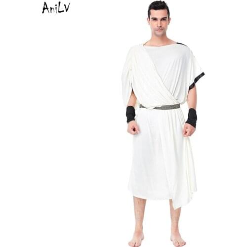 AniLV Medieval Greek Mythology God Men Dress Costume Clothes Middle Ages Spartan Warrior Rome Castle King SCA LARP Cosplay
