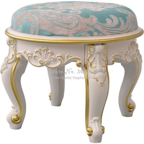 Round Tea Table Stool Comfortable Carved Sofa Chair Resin Low Shoe-changing Stools with High Elastic Sponge Home Living Room