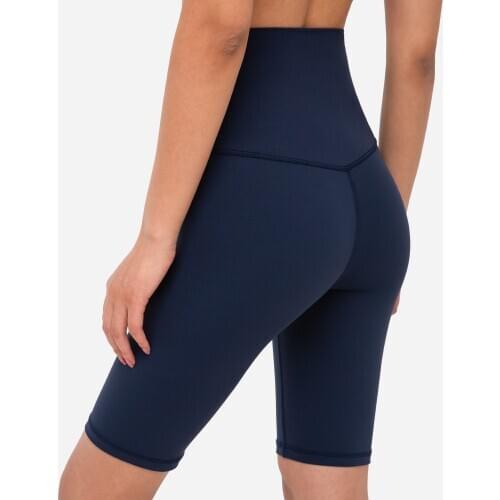 LANTECH Women Yoga Shorts Soft Nylon Fitness Exercise Shorts High Waist Solid Sport Workout Shorts Tummy Control Gym Squat