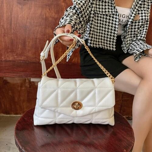 Fashion Bags For Women Quilted Flap Shoulder Bag Pu Leather Retro Satchels Metal Chain Women Crossbody Bag Ladys Handbag Purse
