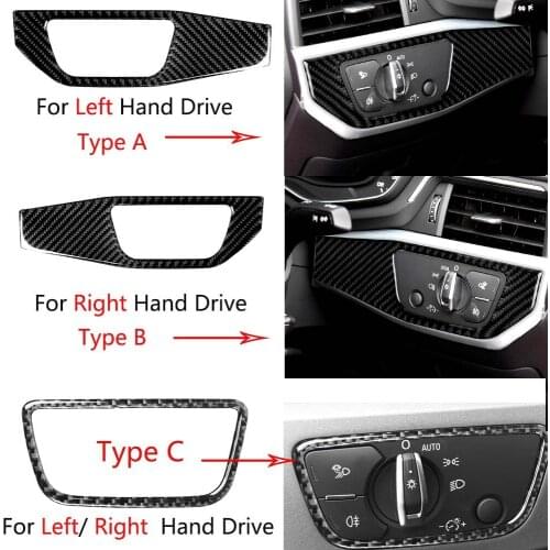 Carbon Fiber Headlight Switch Button Panel Sticker Cover For Auid A4 B9 2017-19
