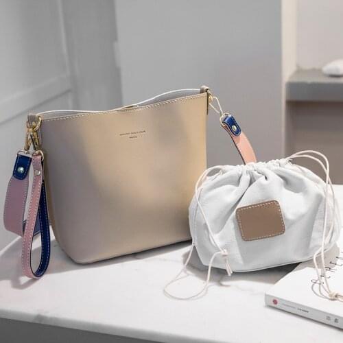 2019 New PU Leather Hand Bags Women Bucket Designer Shoulder Bags Female Fashion Larger Capacity Yellow Crossbody Messenger Bags