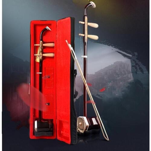 New Erhu Chinese Musical Instrument two strings violin Madeira Carved dragon Flat Pole Hexagonal Shape Bow send book Case erheen