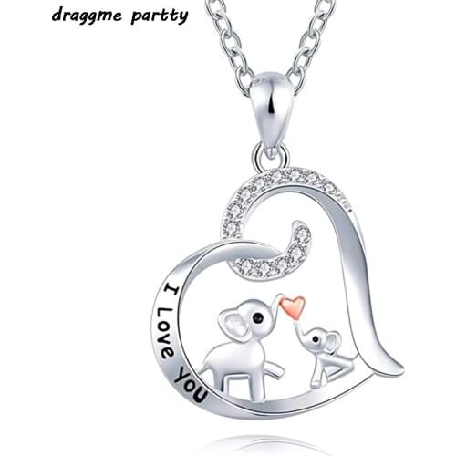 I Love You Mothers Day Elephant Necklace Lovely Elephant Necklace Chain For Women Girls Birthday Gift Fine Jewelry