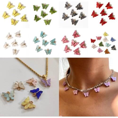 10Pcs Multicolor Fashion Butterfly Charms Pendants Necklace For Jewelry Making Findings Women Gifts Handmade Pendant Supplies
