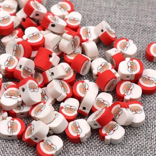 Potosala Cute Santa Claus Polymer Clay Loose Spacer Beads For DIY Bracelet Necklace Jewelry Accessories Making 10mm 100pcs