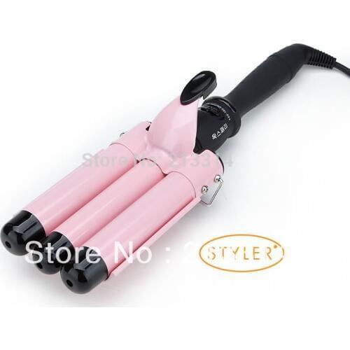 Professional beachwave Curling iron Tongs Pink Cone Head Ceramic triple Curling Iron Three Barrel curler Body Deep Wave 32mm