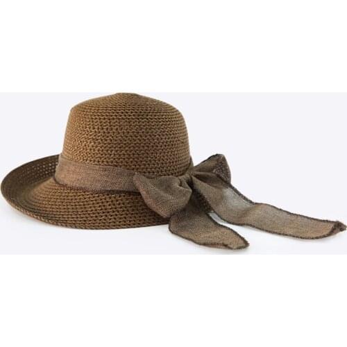 2020 New Summer Sun Hats Women Fashion Girl Straw Hat Ribbon Bow Beach Hat Casual Straw Flat Top Panama Hat Bone Fishermans Hat