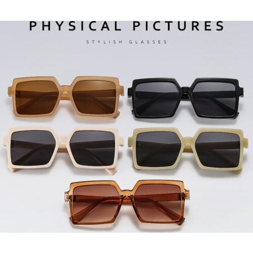 Vintage Oversize Square Sunglasses Women Luxury Brand Big Frame Women Sun Glasses Jelly Colors Male Female Glasses Car Accessory
