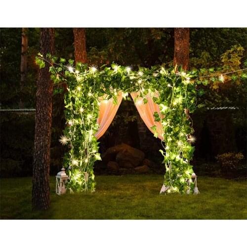 LED copper wire string light Christmas Decorative light string Battery Power Green leaf rattan Home Indoor and outdoor lamp