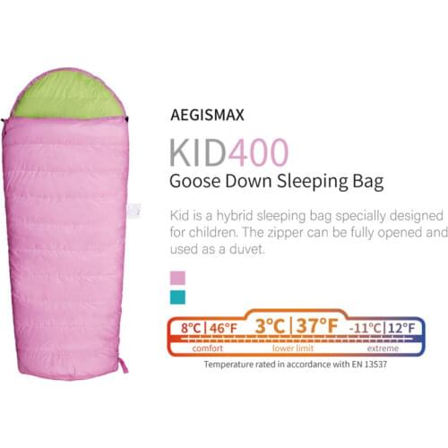 AEGISMAX KID400 Outdoor Child Camping Ultra-light Mummy 800FP White Goose Down Nylon Sleeping Bag