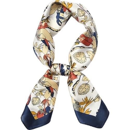 Design Print Womens Silk Scarf Square Headband Little Luxury Female Hijab Bandanas Foulard Hair Ribbon Office Lady Handkerchief